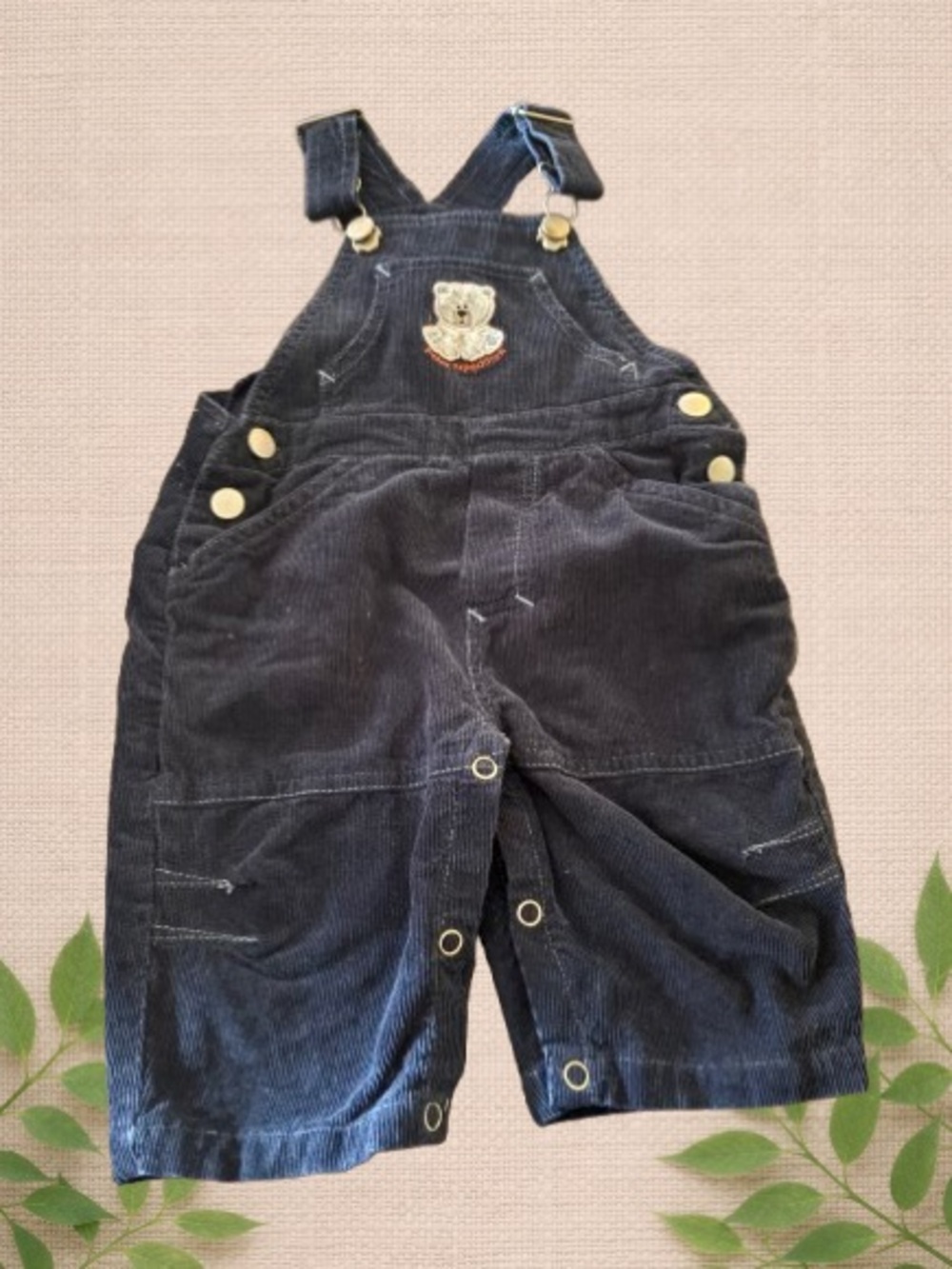 Baby Corduroy Bear Overalls 6–9M Dark Blue